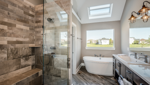 Contemporary walk-in shower with sleek fixtures, Scranton, Pennsylvania renovation